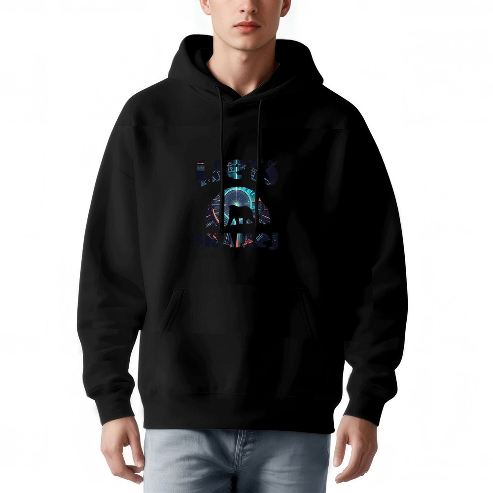 Men's Loose Fit Long Sleeve Hoodie - Colorful Skull Graphic with Cross & Abstrac-image