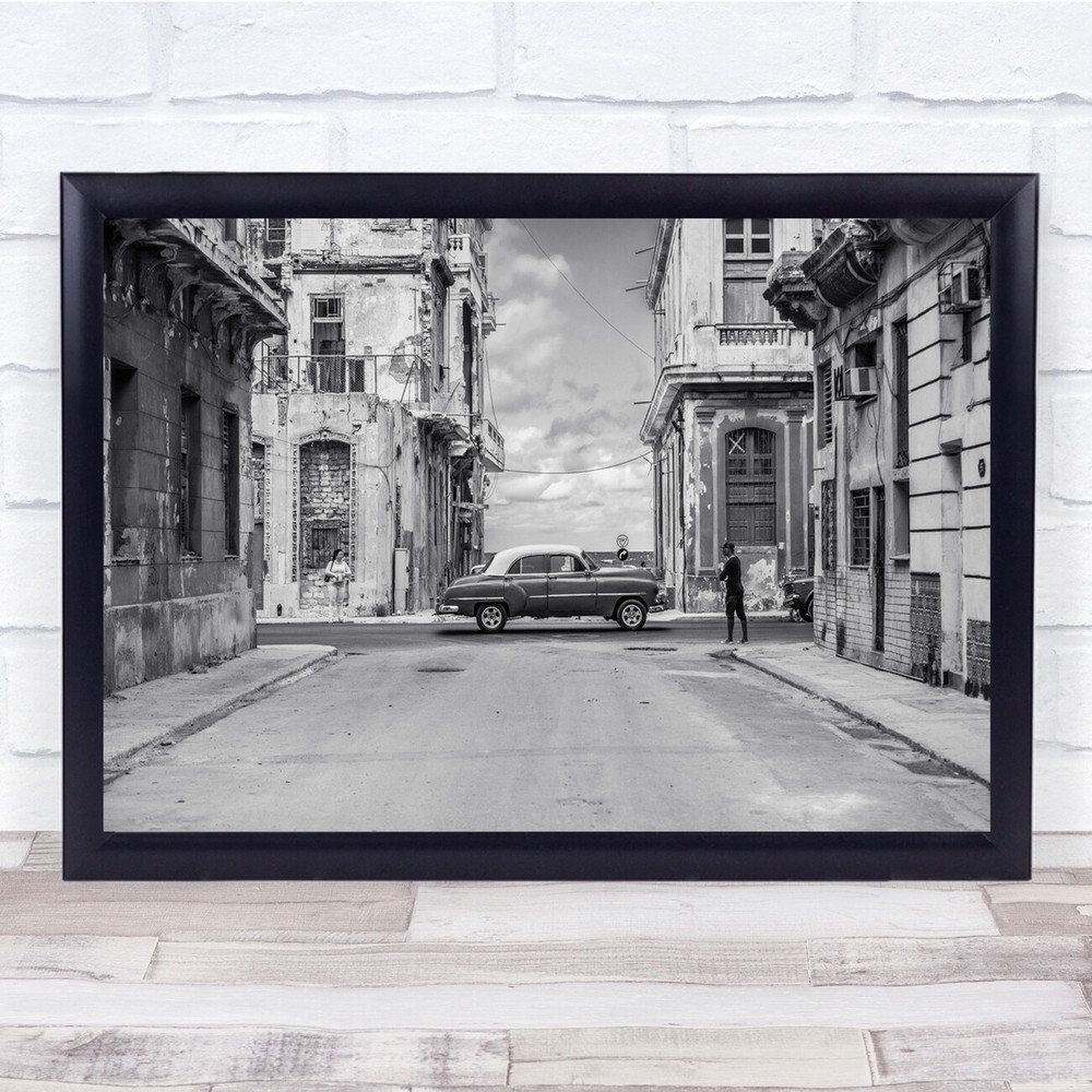 Streets building cars driving classic Wall Art Print