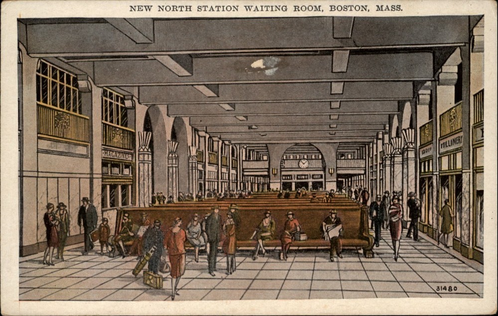 New North Station Waiting Room Boston Massachusetts vintage postcard z675