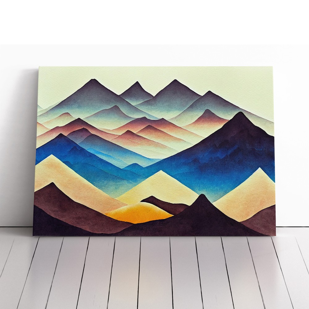 View Of A Mountain Landscape Vol.2 Canvas Wall Art Print Framed Picture Decor