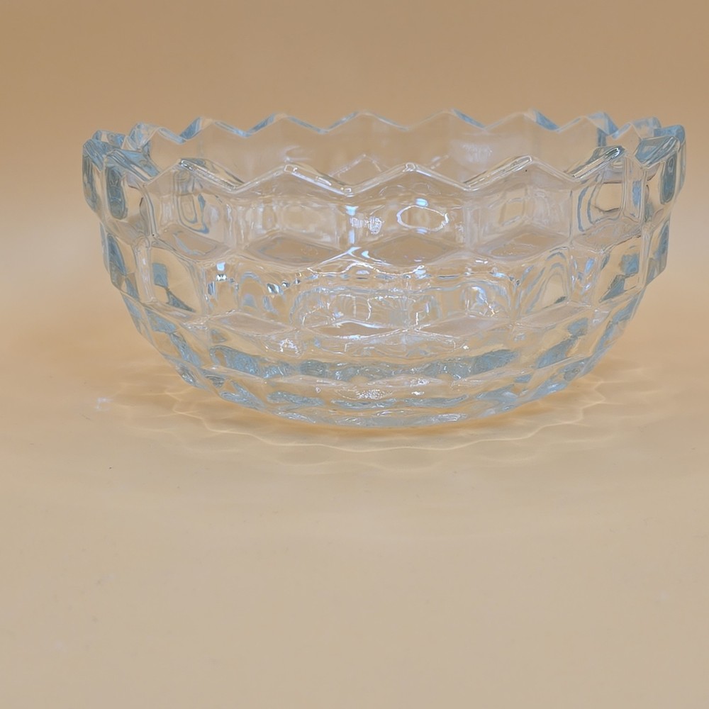 VTG Fostoria American Cubist Clear Glass Fairy Lamp Bottom Only 5.5 x 2 1/8 In
