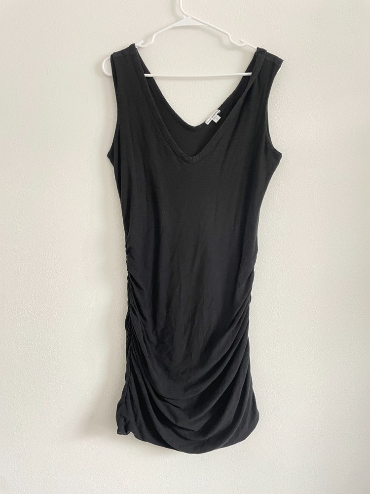 James Perse Standard Dress Womens 3 L Black Mini Ruched Tank Casual Classic