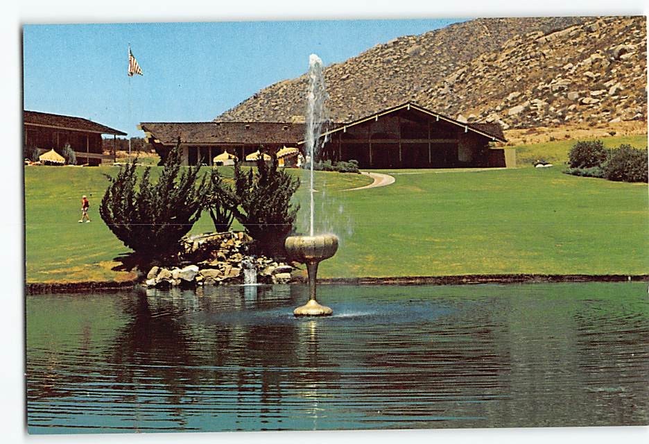 Postcard Champagne Glass Fountain Lawrence Welk Country Club Village California