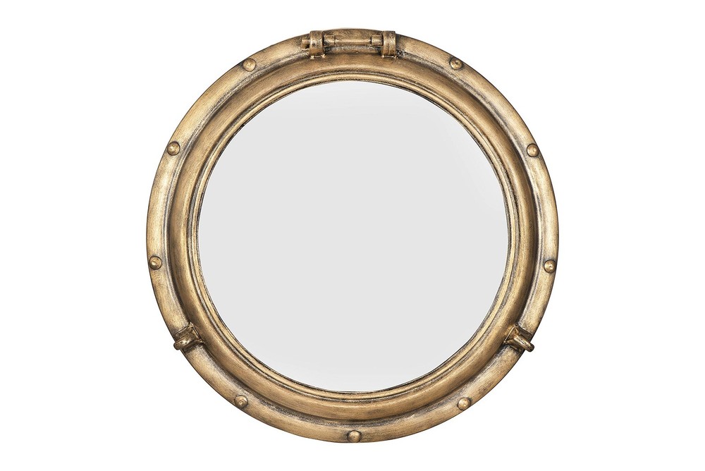 Gold Round Porthole Wall Mirror by Creative Co-Op