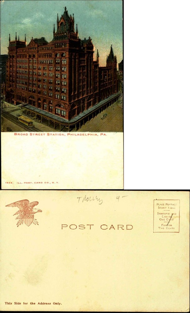 Broad Street Station Philadelphia PA streetcar trolley UDB unused