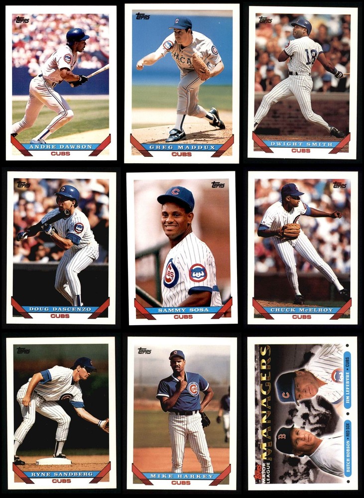 1993 Topps Cubs Almost Complete Team Set 8 - NM/MT 6567666 (27 / 29 cards)