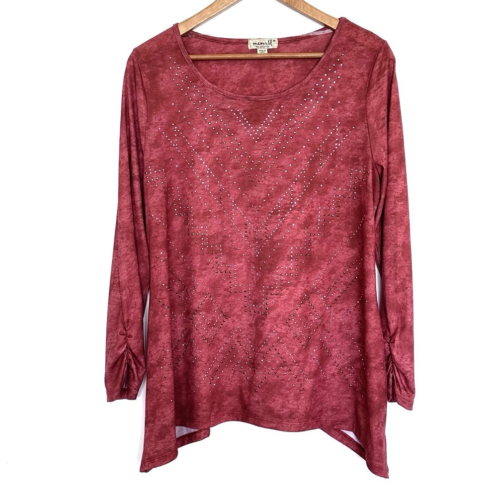 One World Tunic Women’s Medium Embellished Long Sleeve Pullover Shirt Top