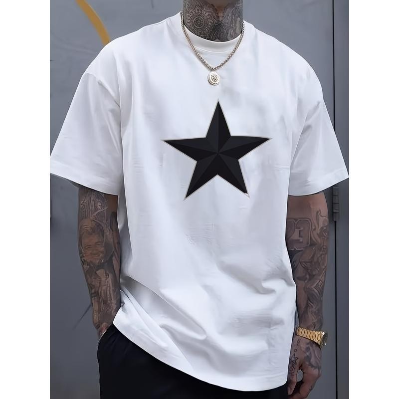 Black Star Graphic T-Shirt - Oversized Unisex Streetwear Tee with Bold Geometric