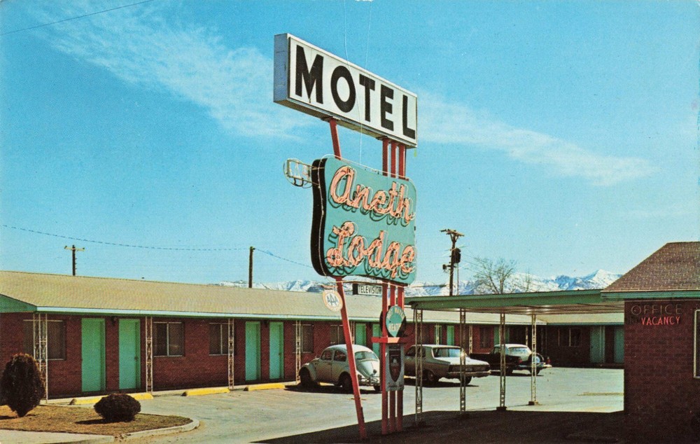 Aneth Lodge Motel Cortez Colorado CO Old Cars Chrome c1960 Postcard