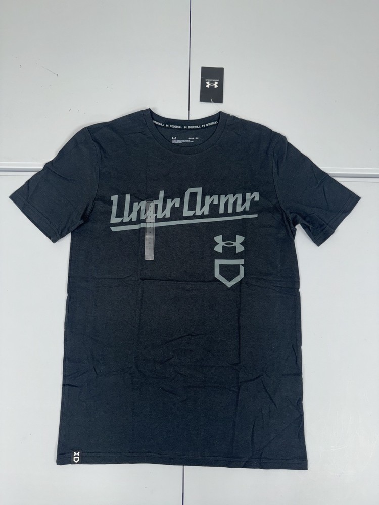 Men's Under Armour Baseball Script SS T-Shirt Black/Gray Pick Size 1377613-001