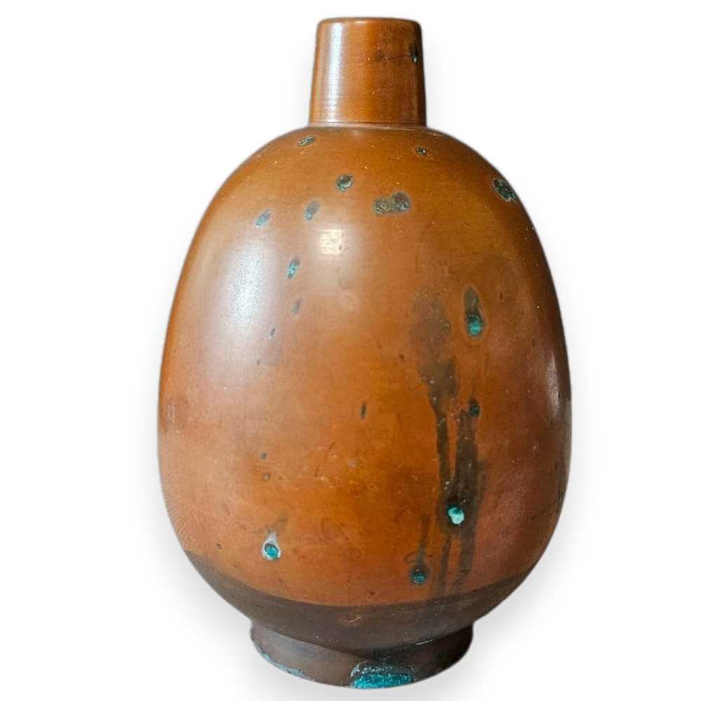 Japanese Bronze Vase Antique Metal Flower Jar Vessel Metalwork 5.1 inch