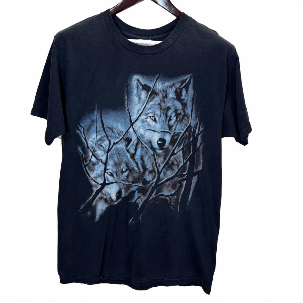 Wolf Graphic T Shirt Mens Large Black Fruit Of The Loom Wildlife Nature Tee