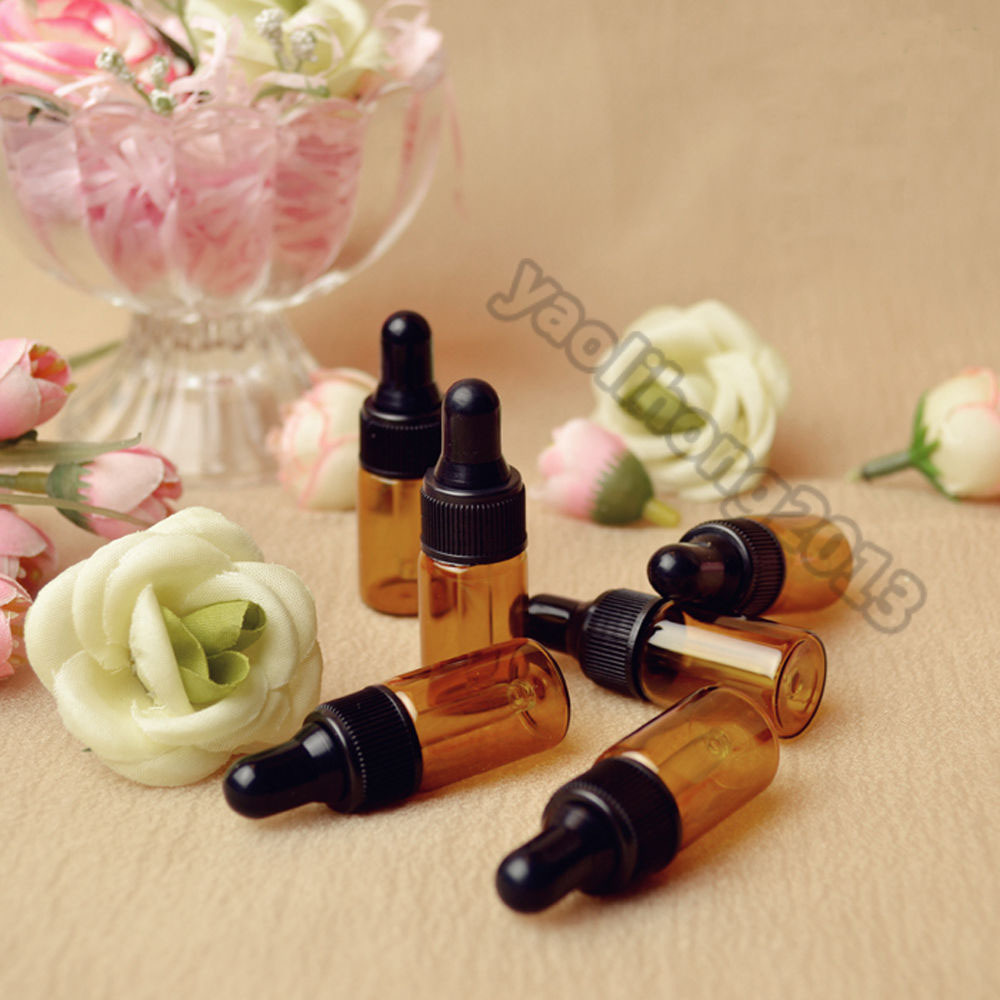 3ml Amber Small Glass Dropper Bottles/Vials For Essential Oil,Perfume Sampling