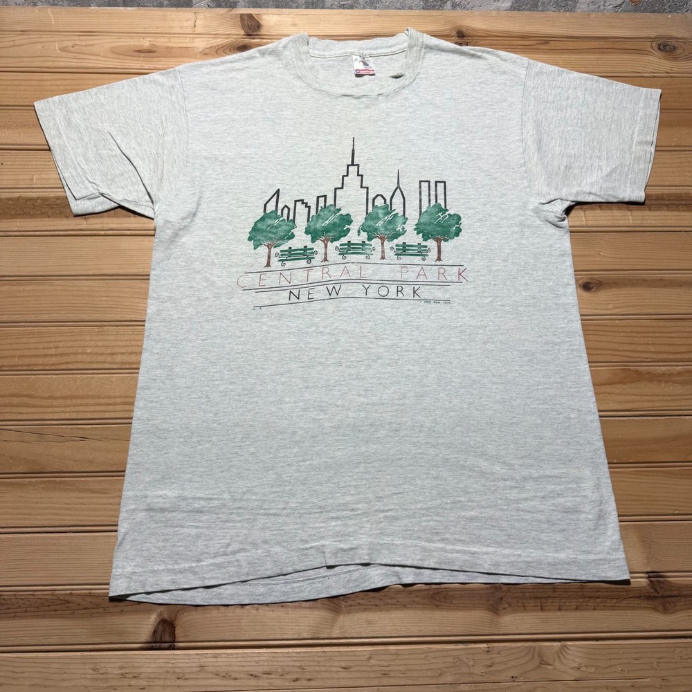 Vintage 90s Central Park New York City Towers Skyline Graphic T-Shirt USA - XL