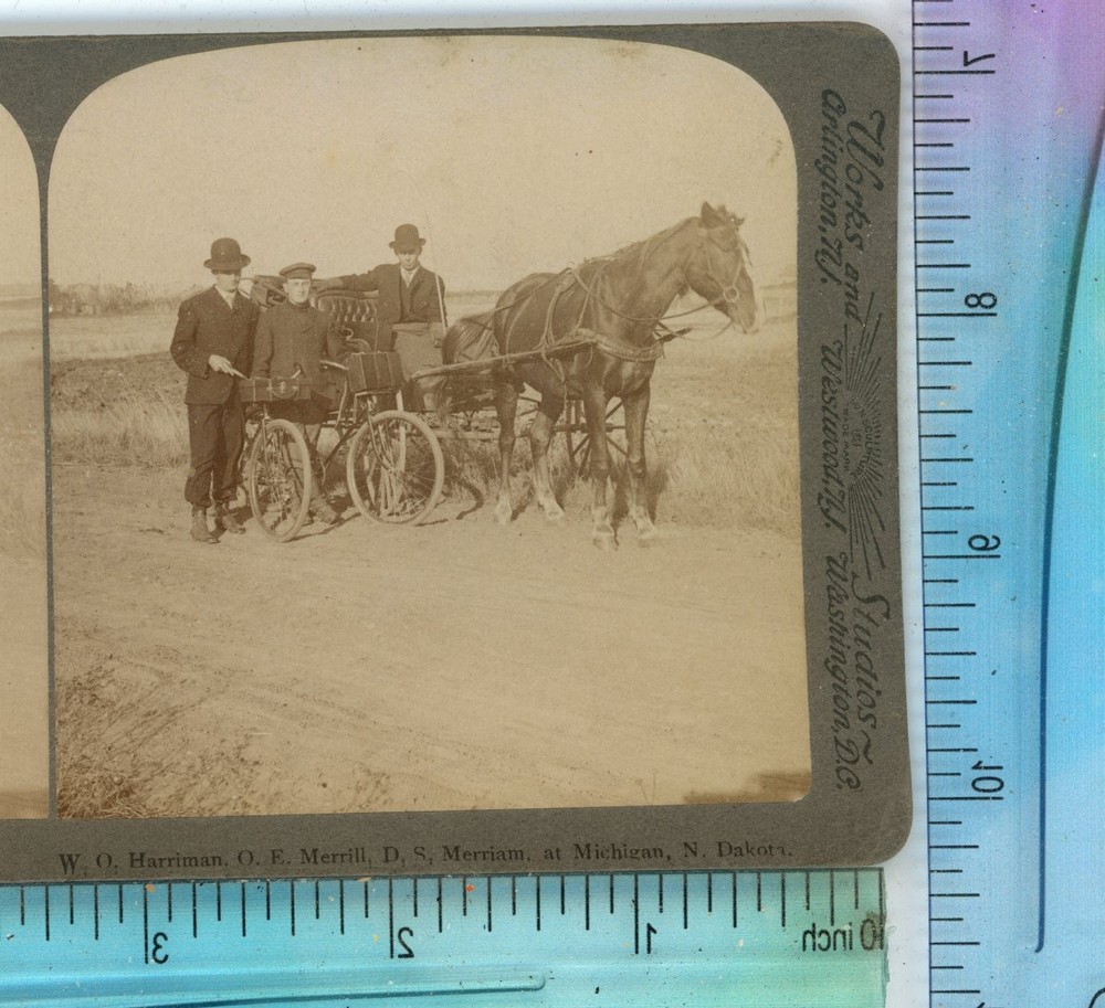 Harriman, Merrill & Merriam Michigan North Dakota ND Underwood Stereoview