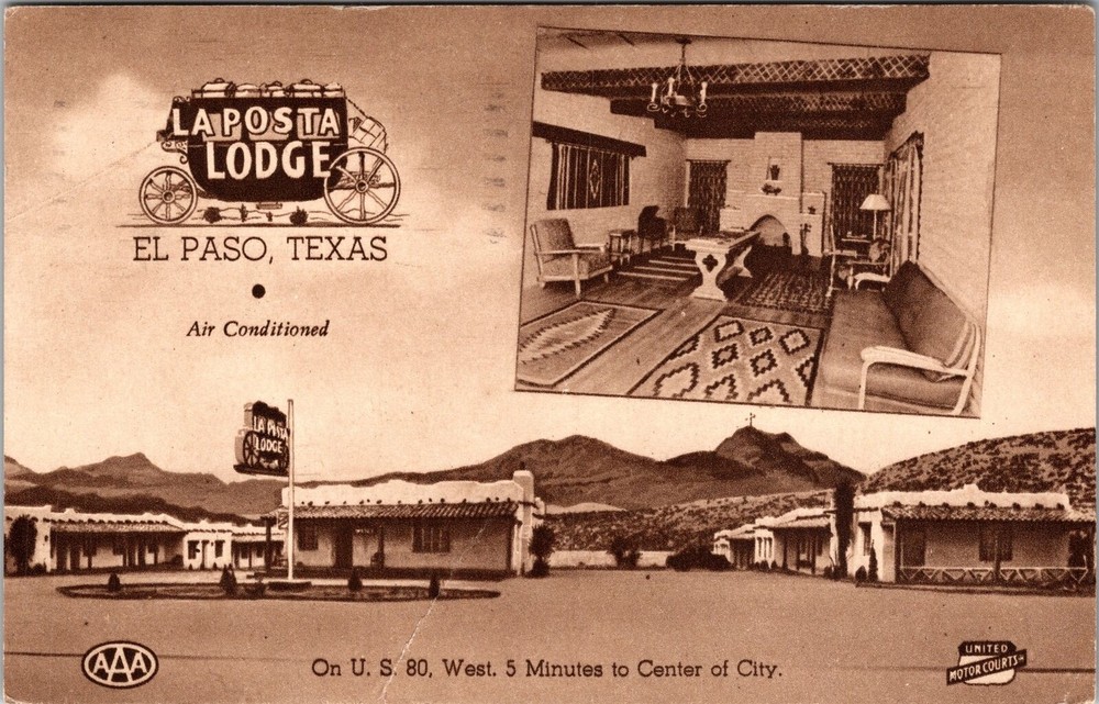 El Paso TX-Texas, La Posta Lodge, Scenic View, Vintage Postcard
