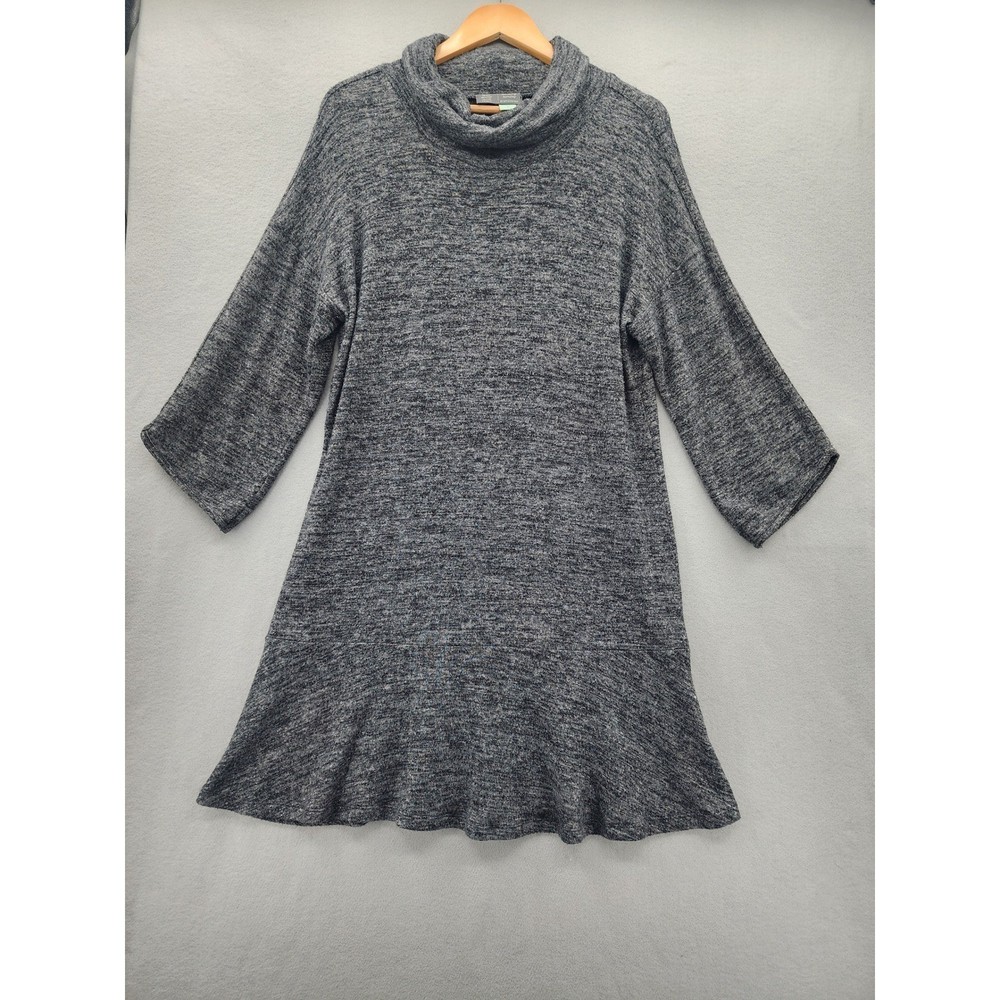 Saturday Sunday Anthropologie Gray Marl Cowl Neck Flounce Hem Tunic Dress Small