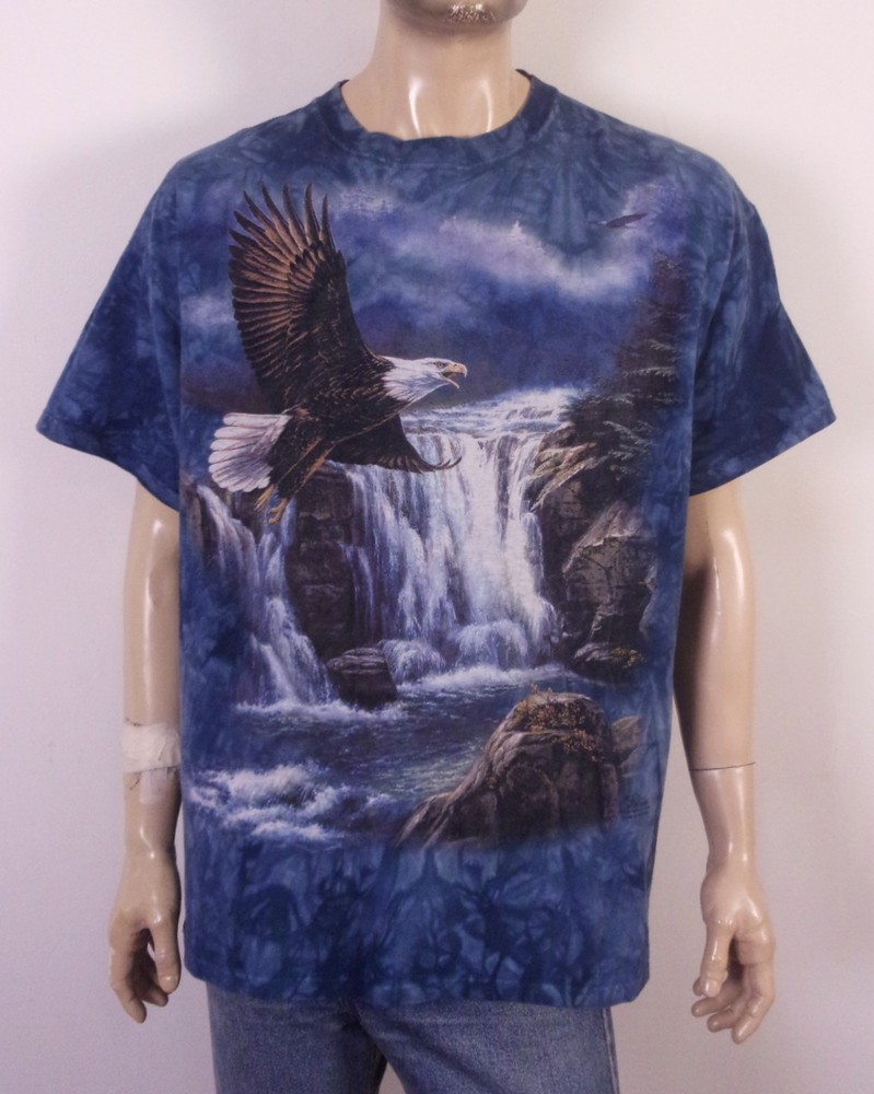 vintage 90s 00s Y2K The Mountain 2000 Eagle AOP T-Shirt Tie Dye Nature XL