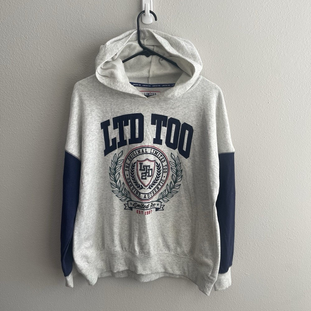Limited Too Hoodie Womens XL Gray Logo Pullover Sweatshirt Casual