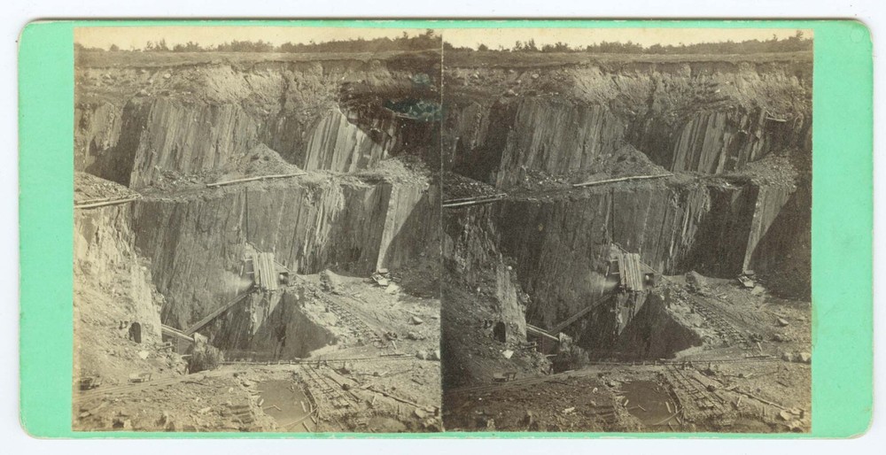 D1273~ MAINE – Brownville Crocker Slate Quarry c.1870s Stereoview – A. L. Hinds