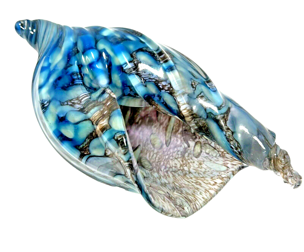 Handblown Sea Shell Conch Glass Sculpture  w/ AVENTURINE
