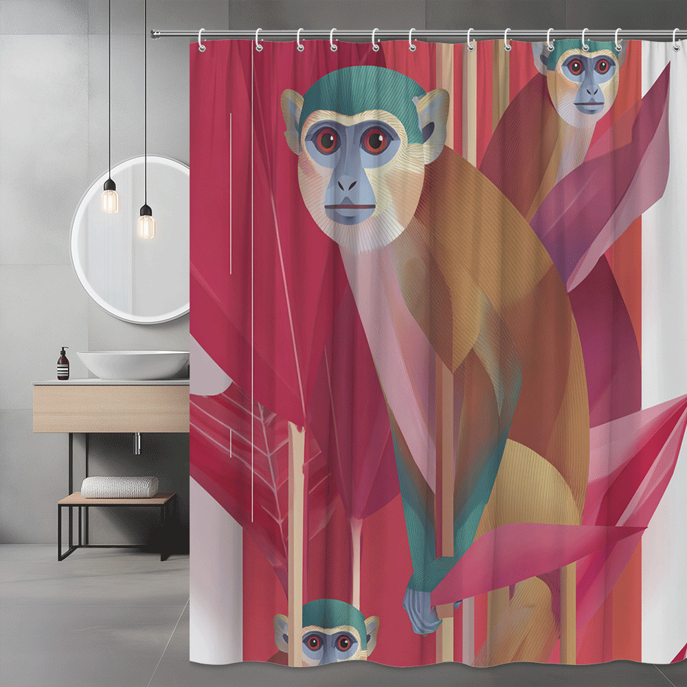Monkey Shower Curtain Tropical Jungle Animal Print