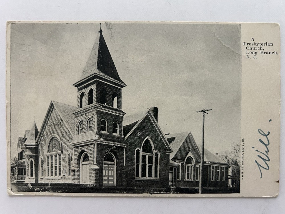 Presbyterian Church, Long Branch, New Jersey NJ - 1909 Vintage Postcard