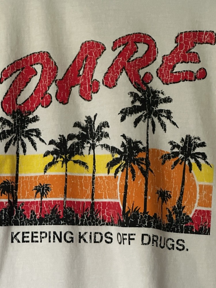 Vintage D.A.R.E. T-Shirt Keeping Kids Off Drugs Palm Tree Graphic Tee Large