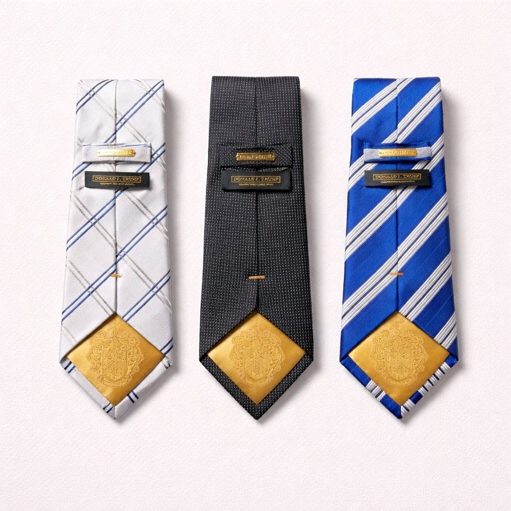 Donald J Trump Ties Gold Bar Signature Collection 100% Silk Handmade Lot Of 3