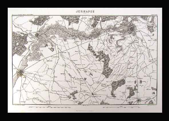 1880 Duvotenay Antique Map Jemappes Mons  French Revolution France Napoleon