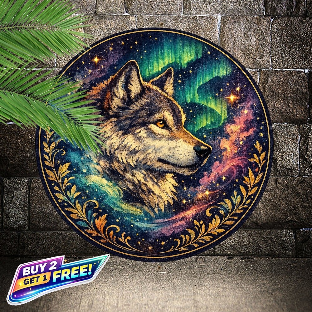 Mystical Wolf Portrait Round Aluminum Sign Wall Decor 8x8