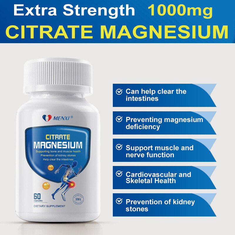 Magnesium Citrate Capsules 1000mg Per Serving - Highest Potency Capsules 60 Caps