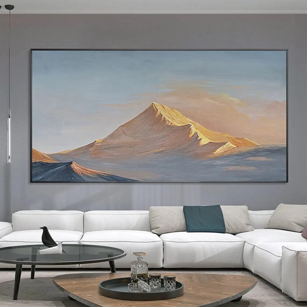 Abstract Mountain Hand Painted Oil Painting on Canvas Sunset Nature Landscape