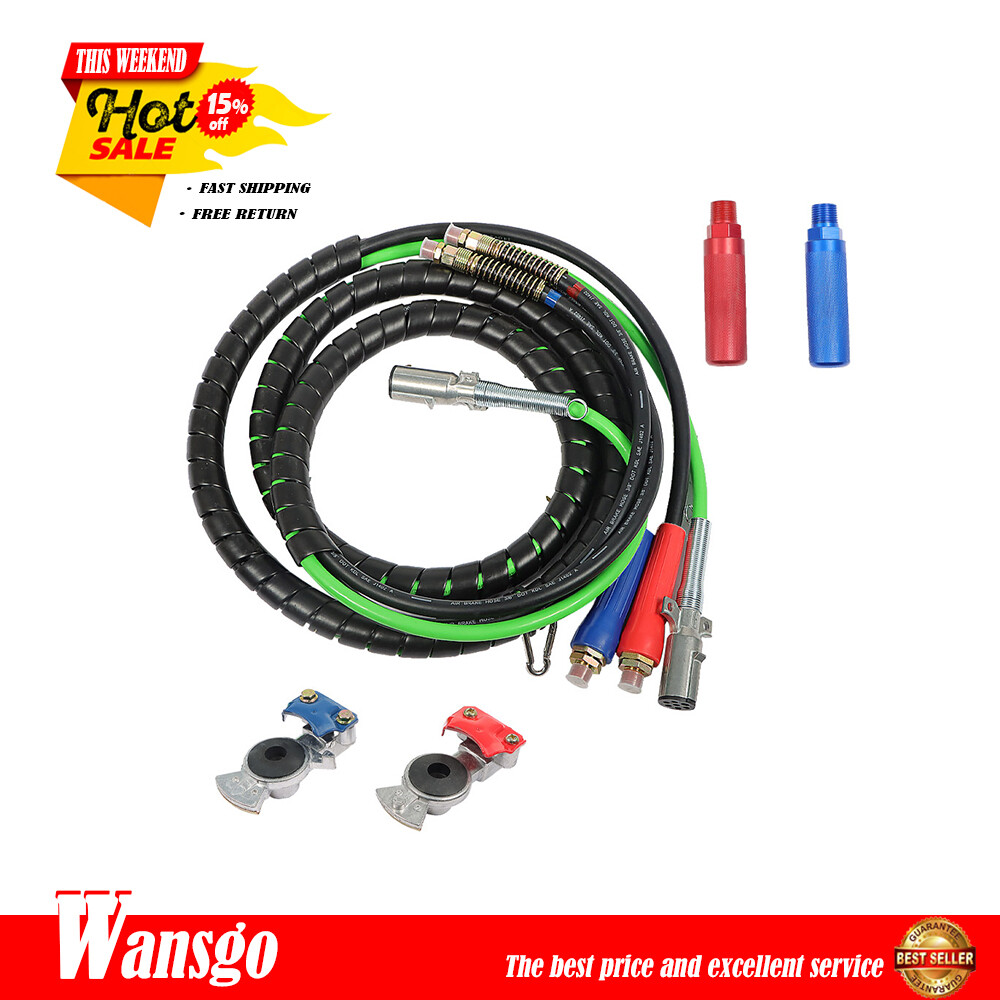 3-in-1 ABS Electrical Cables & Rubber Air Line Kit for Semi Trucks 15FT-image