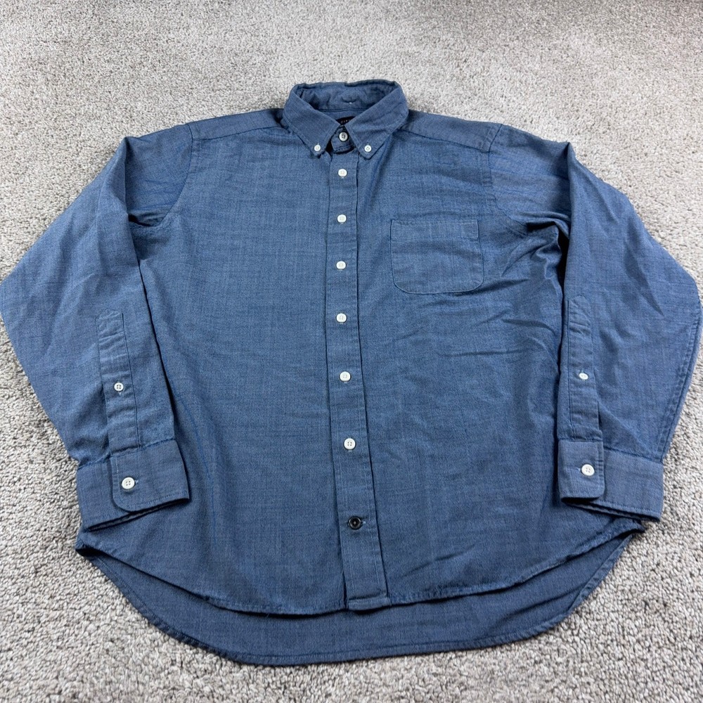 Taylor Stitch Shirt Mens 42 Large Blue Civic Merino Wool Blend Button Up Casual
