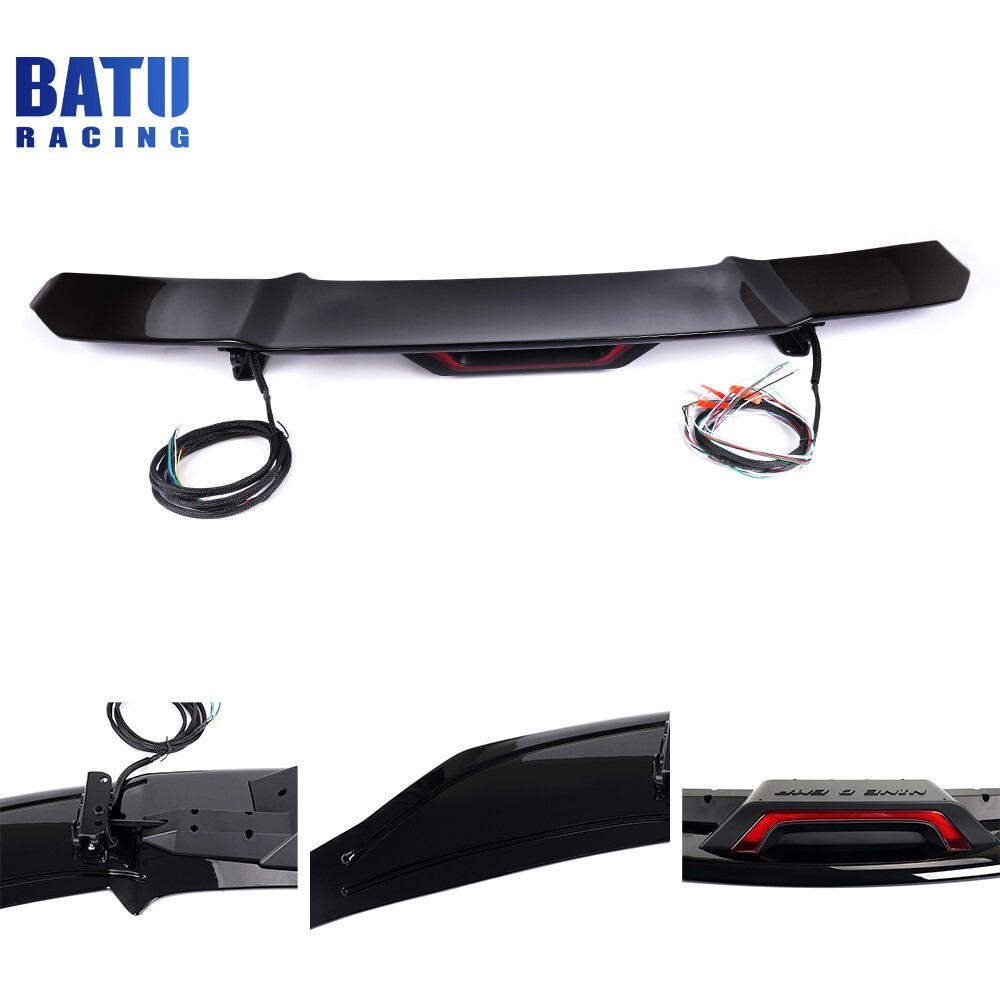 ABS Black Electric Auto-Adjust Rear Spoiler Wing with Brake Light-image