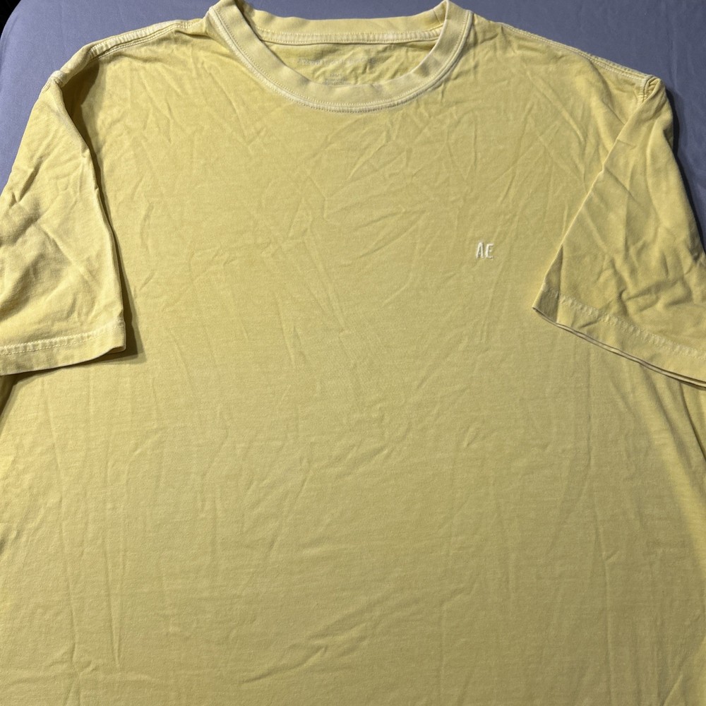 American Eagle Men's Short Sleeve T-Shirt Crew Neck Yellow Size Large