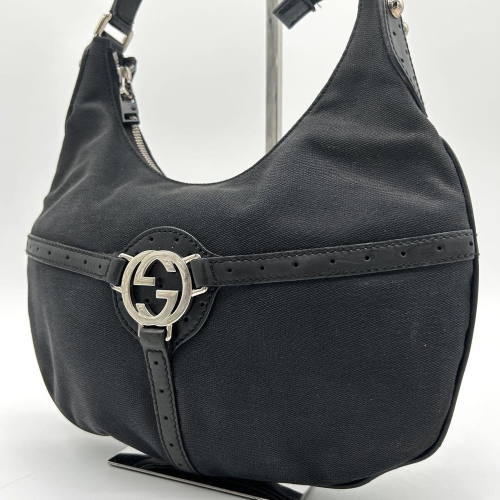 Gucci Interlocking Leather Canvas Shoulder Bag Made in Japan