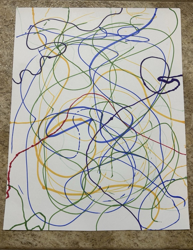 Abstract Colorful Marker Drawing on Paper, Original Unframed Art