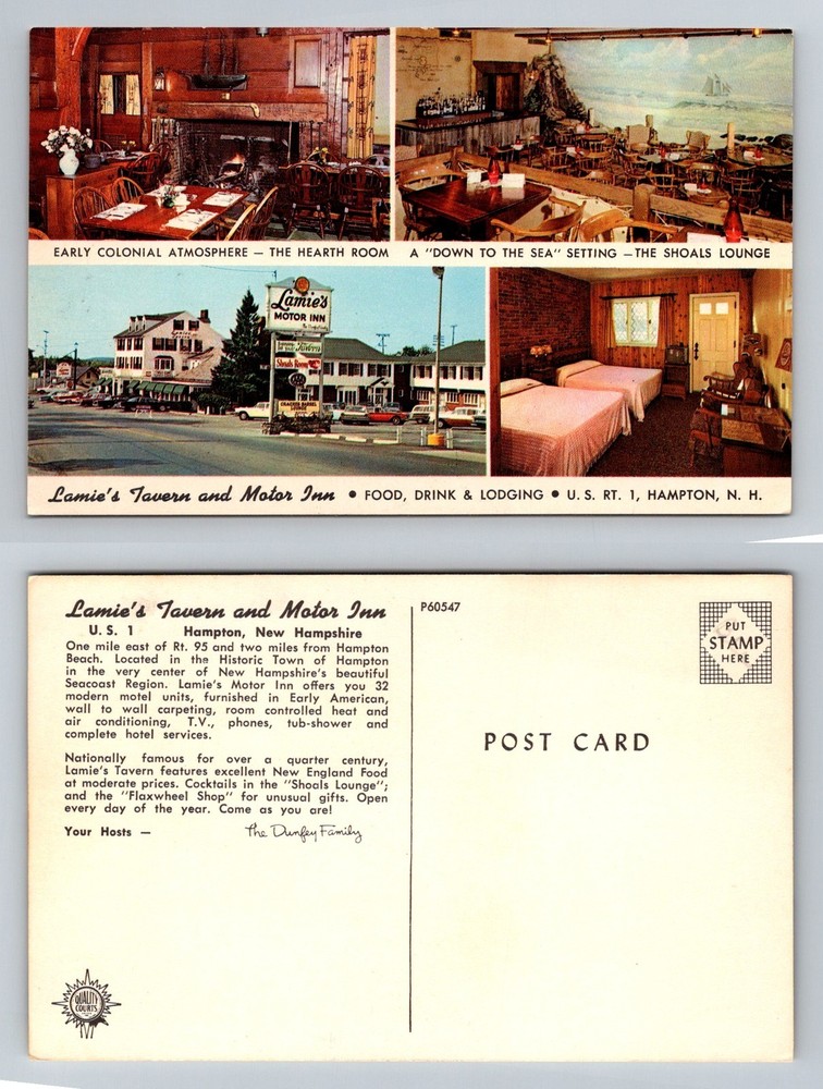 Hampton, NH-New Hampshire, Lamie’s Tavern Motor Inn Colonial Vintage Postcard