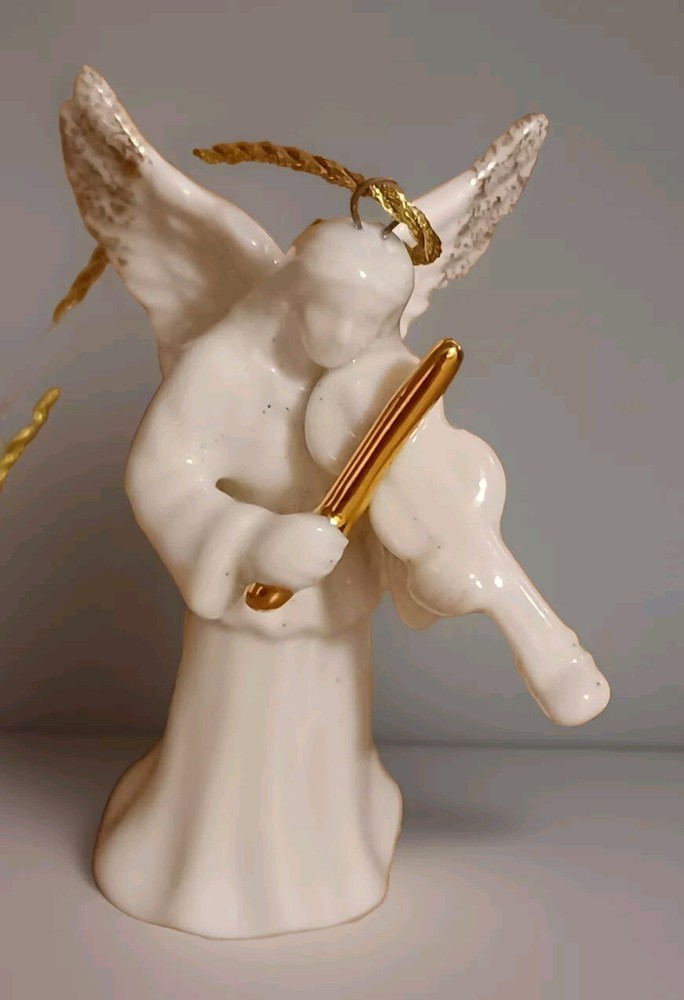 2 Porcelain Christmas Angels W/Gold Accent Tree Ornament  3” Figurine Mikasa-image