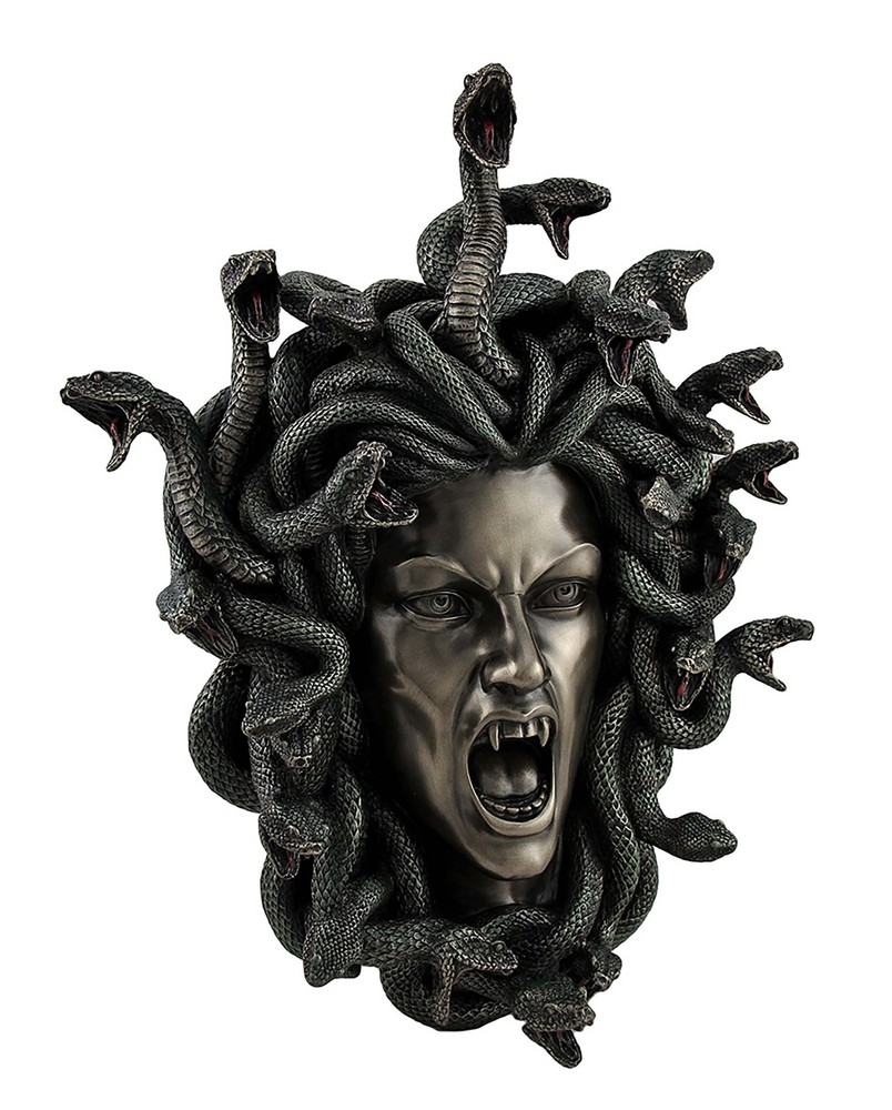 Head of Medusa the Greek Gorgon Serpent Bronze Finish Statue