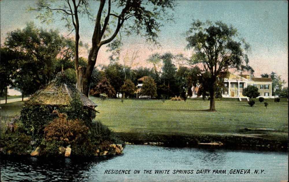 Residence White Springs Dairy Farm Geneva New York ~ 1908 vintage postcard