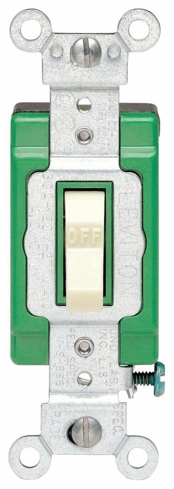 Leviton Toggle Double-Pole AC Quiet Switch, Industrial Grade, 30 Amp 120/277...-image