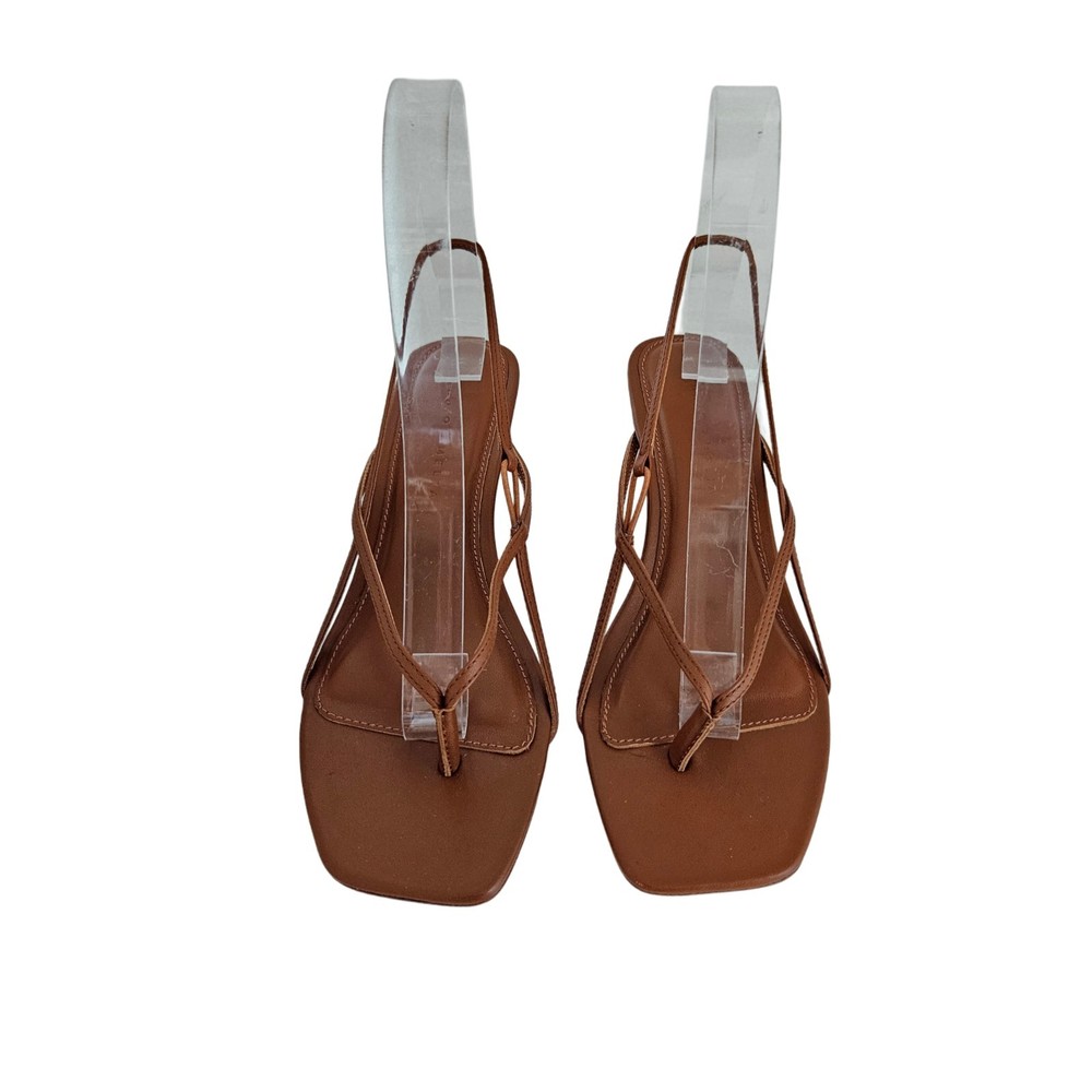 Studio Amelia Brown Leather Wishbone 50 Woman Heel Sandal