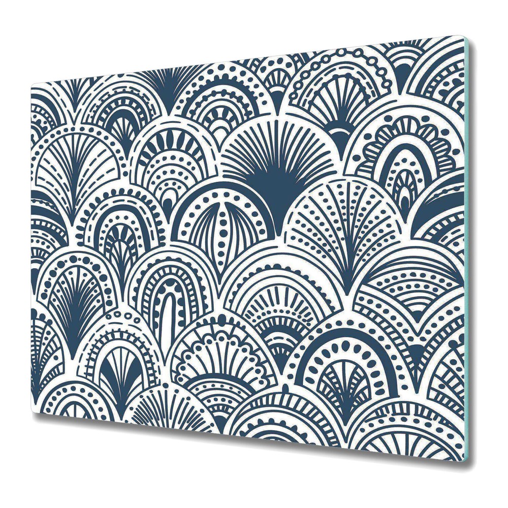 Glass Chopping Board Utensil Board Blue Bohemian Blue Abstract Modern 60x52
