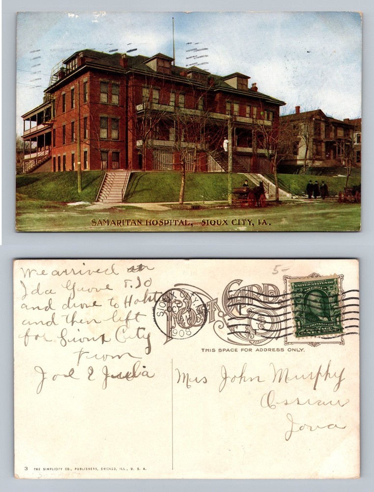 Sioux City, IA-Iowa, Samaritan Hospital Medical Building Vintage c1908 Postcard