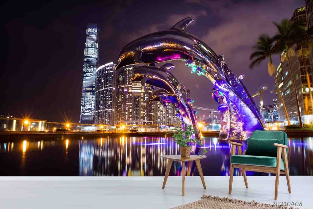 3D City Night View Wall Murals Wallpaper Murals Wall Sticker
