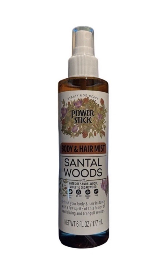 NEW - Power Stick Santal Woods Body And Hair Mist 6 Fl Oz
