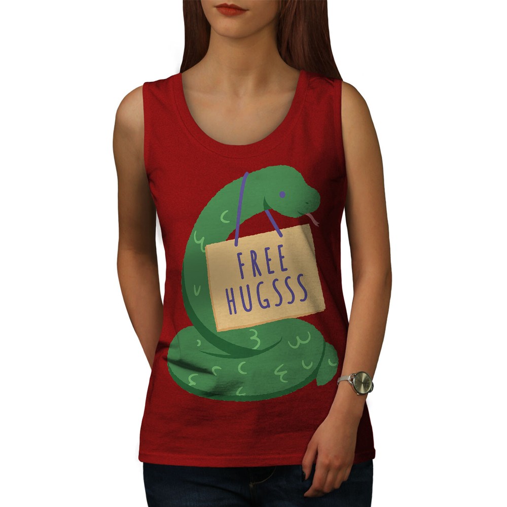 Wellcoda Free Hugsss Funny Cartoon Snake Quirky Womens Tank Top